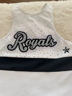 rebels White and Black 'Royals' Sparkle Dance Crop Top